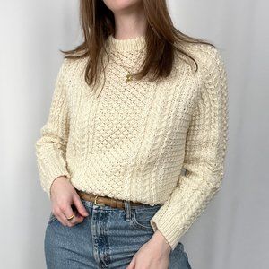Vintage Cable Knit Hand Made Fisherman Oversized Crew Neck Aran Grandpa Sweater